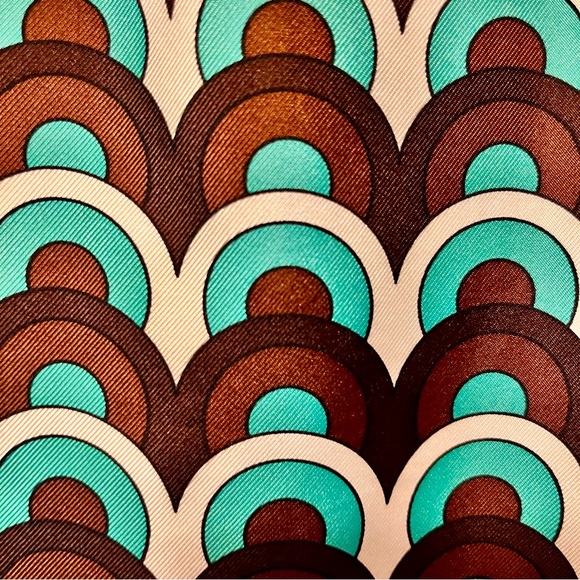 Milly of New York Vintage Silk Geometric Retro Shift Dress Grecian Collar Size 0 - Picture 6 of 11